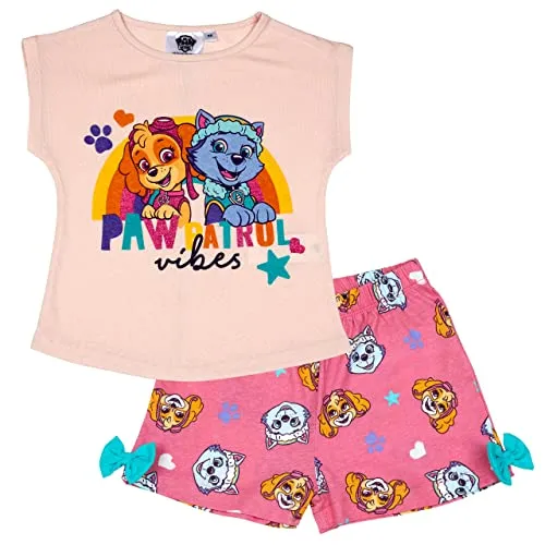PAW PATROL Mädchen Pyjama kurzer Schlafanzug (Rosa, 104)