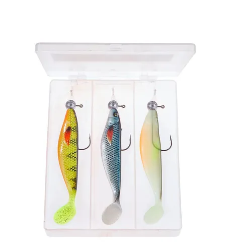 Balzer MK Pike Box 2 - 3 Gummifische + 3 Jighaken im Set, Köderset, Gummiköder