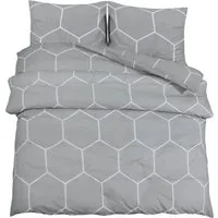 vidaXL Bettwäsche-Set Grau 260x220 cm aus 100% Baumwolle - Bettwäsche-Set aus 100% Baumwolle, weich und pflegeleicht. Verleiht deinem Schlafzimmer einen eleganten Look und ist maschinenwaschbar für einfache Reinigung.