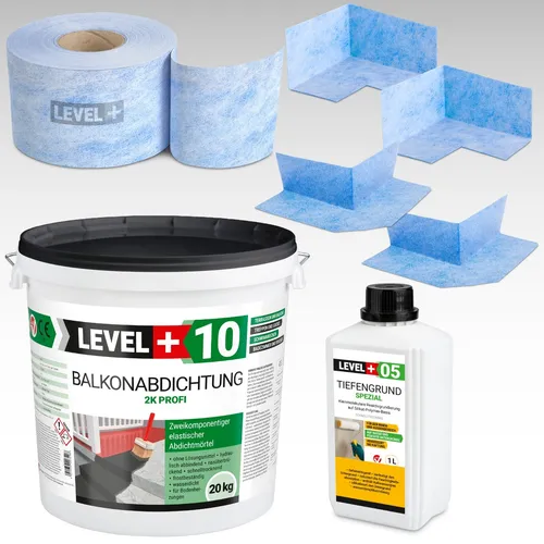DichtSet 20kg Balkonabdichtung 2K - Ideal für Terrassen und Balkone - Dichtmaterialien für eine zuverlässige Abdichtung von ca. 6m², einfach zu verarbeiten und schnell trocknend - perfekt für Balkon und Terrasse.