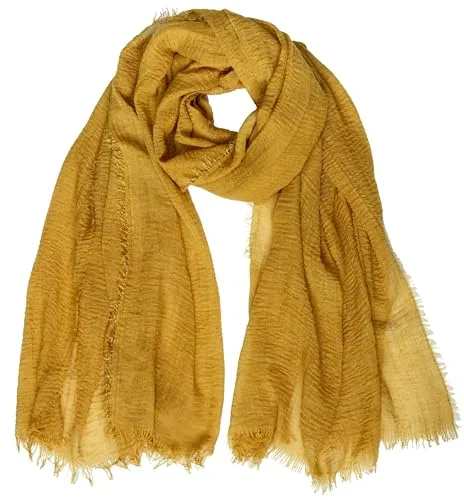 Caspar SC503 Damen XL Vintage Schal mit kleinen Fransen, Farbe:curry, Größe:Einheitlich