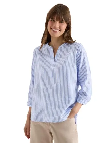 CECIL Langarmbluse in Seersuckerqualität blau XL (44) - Lässige Langarmbluse aus atmungsaktiver Baumwollmischung. Ideal für den Alltag, pflegeleicht und bequem. Perfekt für einen entspannten Look in der Freizeit.
