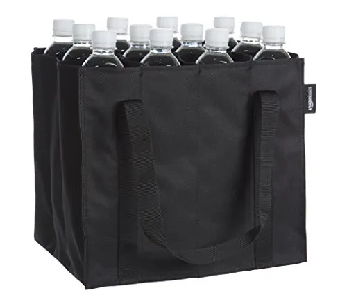 Amazon Basics Flaschentasche mit 12 Fächern für 0,75 l Flaschen, Schwarz