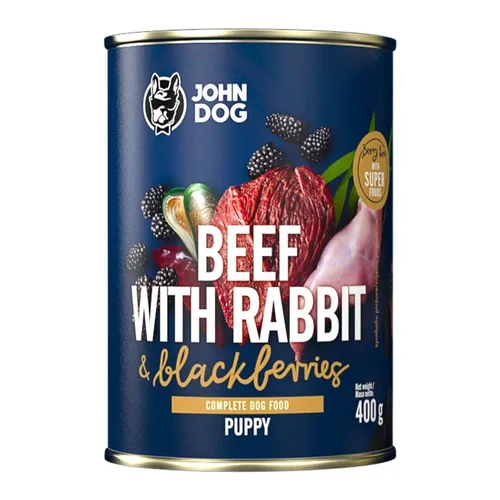 John Dog Junior Rind Und Hasen Mit Heidebeeren 400g Dose Nassfutter Für Welpen