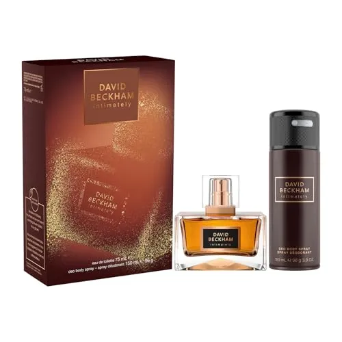 David Beckham, Geschenkset für Ihn Intimately, mit Eau de Toilette & Deodorant Körperspray, Sinnlicher Duft für Herren, bernsteinfarben, aromatisch, 75 ml & 150 ml
