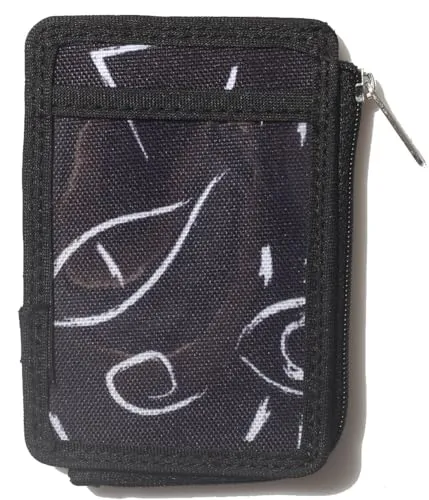 DQL Schlanke, minimalistische Vordertasche, RFID-blockierend, kreditkartenetui Herren Portemonnaie Damen klein, Kreditkartenetui mit Reißverschlussfach., Augen, Ausweishalter, Schlüsselanhänger,