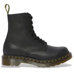 Dr. Martens PASCAL Virginia Black 13512006 - 8-Loch Damen-Lederstiefel - Wanderschuhe aus superweichem Virginia-Leder mit gelben Z-Rahmennähten und robuster, rutschhemmender Profilsohle – ideal für stilvolle Abenteuer in Herbst und Winter.