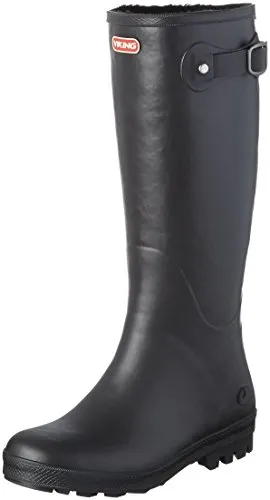 Viking Damen Foxy Winter Langschaft Gummistiefel - Schwarz (Black 2) - 38 EU - Wanderschuhe, 100% wasserdicht aus Naturkautschuk, ideal für kalte und nasse Tage, vegan und mit herausnehmbarer Innensohle für Komfort.