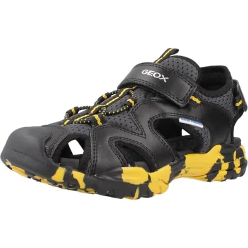 Geox J Borealis Boy C Sandal, Black/Yellow, 27 EU