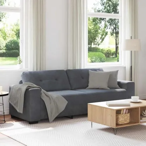 vidaXL 3-Sitzer-Sofa Dunkelgrau 180 cm Samt von vidaXL