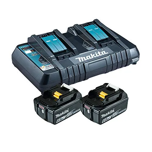 Makita Power Source Kit 18 V mit 2x Akku 6,0 Ah + DC 18 RD Ladegerät - Akku & Ladegerät-Set für Makita Elektrowerkzeuge, mit zwei leistungsstarken 6,0 Ah Lithium-Ionen-Akkus für längere Betriebszeiten und schnelles Laden.