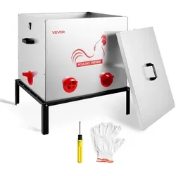 VEVOR Futterautomat Hühner, 38,5 kg, Geflügel Futterspender mit 6 Futteröffnungen, Verschluss & Griff, automatischer Hühnerfutterspender Metallkonstruktion, Hühnerzubehör für Hennen/Enten/Geflügel