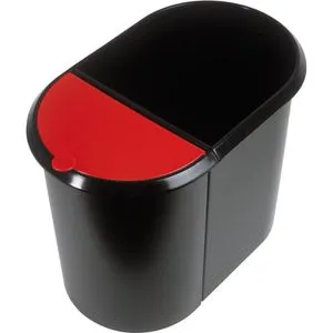 Helit Papierkorb Duo-System H61039-92, rot/schwarz - Haushaltszubehör mit 29 Litern Fassungsvermögen für Altpapiersammlung und andere Abfälle, stabil und geruchsvermeidend durch Deckel. Made in Germany!