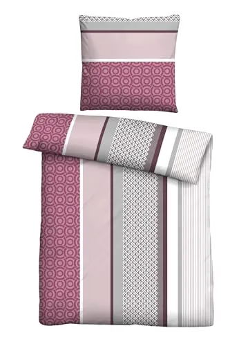 Traumhaft schlafen - Castell Thermo-Fleece Bettwäsche 0360978 STREIFENMIX - Bettwäsche-Set aus 100% Polyester, temperaturausgleichend und unglaublich flauschig. Ideal für warme Nächte, 1x 135x200 cm + 1x 80x80 cm, waschbar bis 40 Grad und trocknergeeignet.