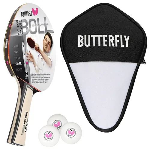 Butterfly® Timo Boll Silver 85015 Tischtennisschläger - Tischtennisschläger für ambitionierte Freizeitspieler mit ITTF zertifiziertem Addoy Belag und anatomischer Griffform für optimalen Spielkomfort.
