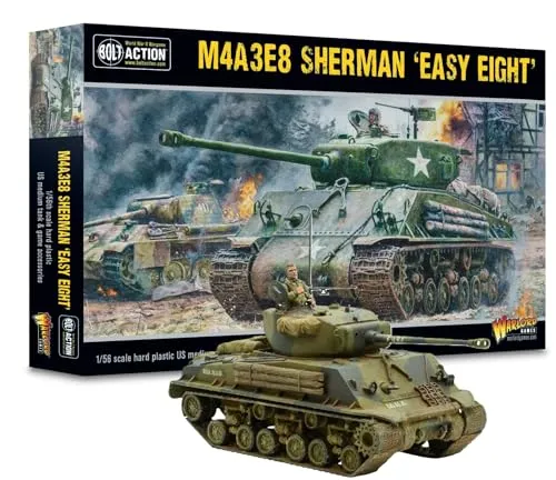 Warlord Games M4A3E8 Sherman Easy Eight – 1:56/28 mm Kunststoff-Modelltank für Bolt Action, sehr detaillierte Miniaturen aus dem 2. Weltkrieg für Tisch-Wargaming