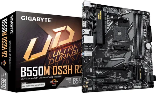 B550M DS3H R2 - Micro ATX Motherboard - Micro ATX Mainboard mit AMD B550 Chipsatz, ideal für leistungsstarke Gaming-PCs und Multitasking mit schnellen USB 3.2 Gen 1 Anschlüssen.