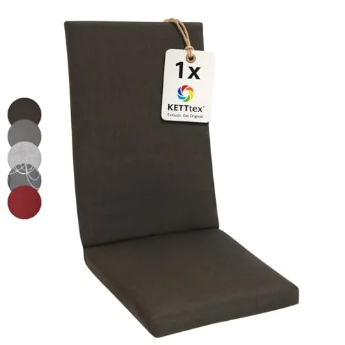 KETTtex Comfort Auflage Hochlehner dunkelgrau I Gartenstuhl Polster 123x50x7/4cm I hochwertige und Pflegeleichte Sesselauflage I Wetter- und formbeständige Stuhlauflage I KTH2 Sitzauflage