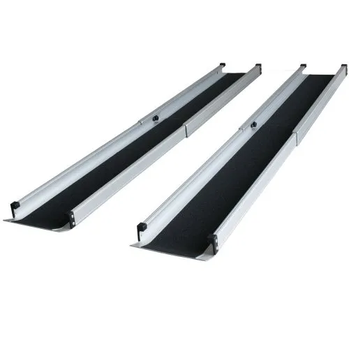 Rollstuhlrampe Teleskop 183 cm – Alurampe klappbar & tragbar, rutschfest, 270 kg Tragkraft – Auffahrrampe für Rollstuhl, Scooter & Rollator