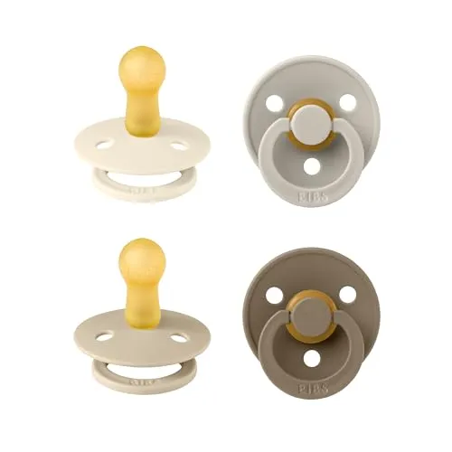 BIBS Colour Schnuller 4er-Pack - BPA-frei, Kirschform Nippel, Größe 2 (6-18 Monate) - Der BIBS Colour Schnuller vereint stilvolles Design mit Funktionalität. Der runde Nippel ahmt die Form der mütterlichen Brust nach und sorgt für ein angenehmes Gefühl. Hergestellt aus Naturkautschuk, 100% frei von BPA und PVC.