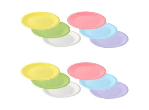 Engelland Dessertteller Kinderteller-Set, farbenfroh, (12 St), Ø 19 cm, BPA-frei, bunt, flach, wiederverwenbar, Kunststoff