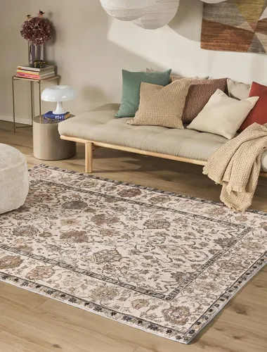 benuta Pop Teppich Beige 120x170 cm - Orientalischer, wasserabweisender Teppich aus Textil, perfekt für stilvolle Wohnräume und pflegeleicht.