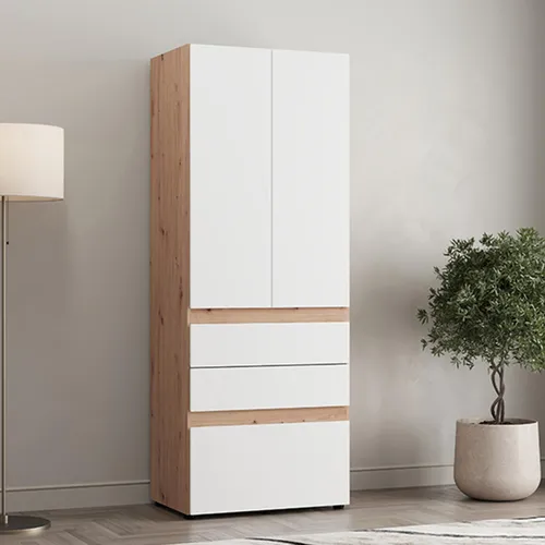 Venas Kleiderschrank 2 Türen Mattweiß 79x208 cm