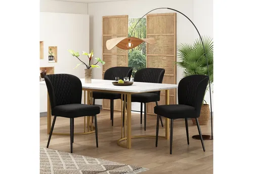Flieks Essgruppe, (Set, 5-tlg., 1 Tisch 140*80*75cm mit 4er Polsterstühle), Esstisch mit 4 Stühlen Set Küchetisch Esszimmerstuhl, Metallbeine