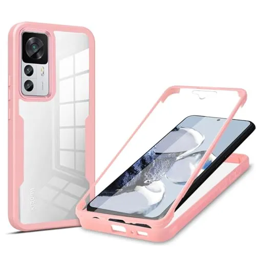 betterfon 360 Grad Hülle, Handyhülle mit eingebautem Displayschutz für Xiaomi Redmi 12T / 12T Pro in Rosa
