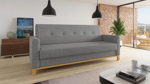Sofnet Schlafsofa Wood mit Schlaffunktion und Bettkasten in grau von Sofnet
