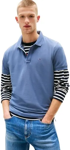 Tommy Jeans Herren Poloshirt Kurzarm Slim Fit, Blau (Blue Moment) - Hochwertiges Poloshirt für Herren aus 100% Bio-Baumwolle, bietet optimalen Tragekomfort und einen modernen Look für Büro und Freizeit.