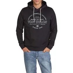 TOM TAILOR Hoodie Herren Regular Fit – Kapuzenpullover in Almost Black - Stilvoller Kapuzenpullover für Herren mit modischem Logo Print. Ideal für jede Gelegenheit und aus hochwertigem Baumwoll-Mischgewebe für optimalen Tragekomfort.