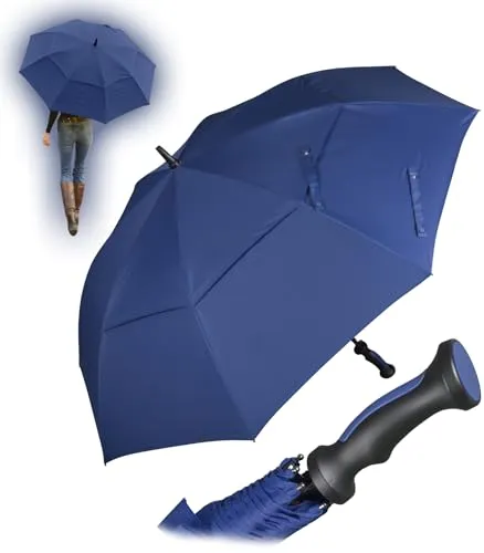 iX-brella 130 cm XXL Fiber-Golfschirm Automatik doppeltes Dach mit Ventilationsbezug - royal blue