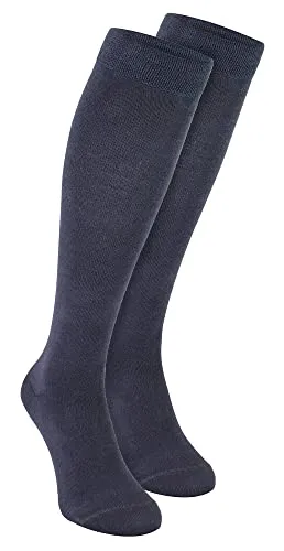 2er Pack Herren Lang Bambus Socken | Kniestrümpfe Bambussocken | Unifarben Atmungsaktiv Kniehoch Socken | Sock Snob (39-45, Grau)