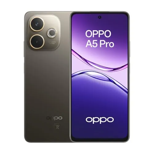 Oppo A5 Pro - 6.67 Zoll Smartphone mit 50 MP Kamera - Handy ohne Vertrag mit 5800 mAh Akku und 45W Schnellladung für langanhaltende Nutzung. IP68 Wasserschutz und robustes Design in Mocha Brown.