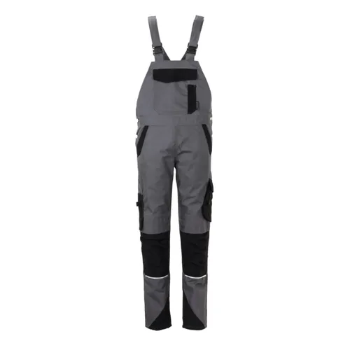 Planam Norit Damen Latzhose in Schiefer/Schwarz, Gr. 50 - Damen Latzhose aus 65% Polyester und 35% Baumwolle, ideal für Arbeit und Freizeit, bequem und strapazierfähig.