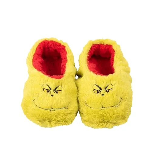 United Labels Grinch Hausschuhe Plüsch für Damen, Grün, 39-42, Pantoffeln Winter, Puschen Weihnachten