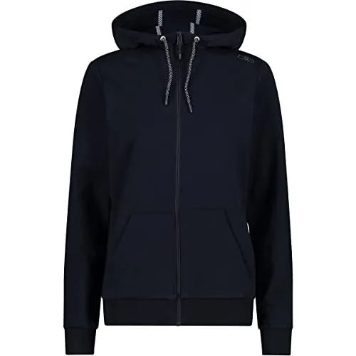 CMP Woman Jacket FIX Hood b.blue-grey (30NM) 46 - Funktionsjacke für Damen mit Kapuze, aus komfortablem Stretchgewebe, ideal für Freizeit und nach dem Training. Zwei praktische Taschen und stylische Rippstrickabschlüsse.