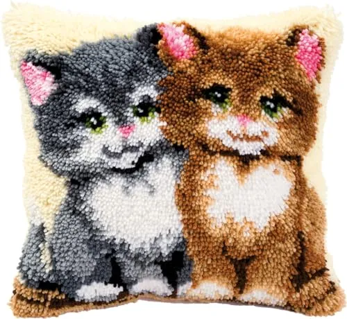 VERVACO Knüpfkissen Set – Kreatives DIY für Katzenliebhaber - Häkeln – Komplettes Set für Anfänger mit hochwertigen Materialien und detaillierter Anleitung in 8 Sprachen. Perfekt für kreative Entspannung und individuelle Hausdeko!