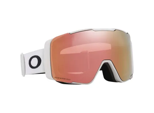 Oakley Line Miner Pro M Matte White / Prizm Rose Gold & Prizm Sapphire - Goggles mit erweitertem Sichtfeld und zwei Gläsern für schnelle Anpassung an wechselnde Lichtverhältnisse, ideal für ganztägige Abenteuer am Berg. Aus Bio-Harz für weniger Umweltbelastung.