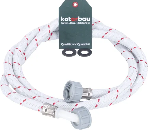 KOTARBAU® Waschmaschinen Zulaufschlauch 2M x  13 mm Panzerschlauch Spülmaschine Schlauch 3/4 Zoll Bogen/Gerade Geschirrspüler Ersatzteile Zulaufschlauch mit Dichtung Wasserzulaufschlauch