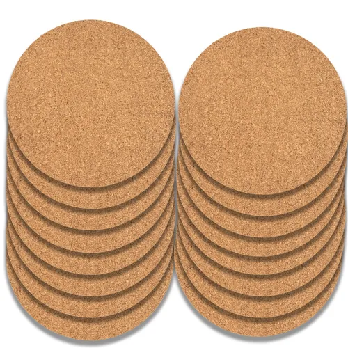 Korkuntersetzer Set 16x 19cm - Braun - Praktisches Set aus 16 runden Korkuntersetzern für Töpfe und Flaschen. Schützt Oberflächen vor Kratzern und Wasserrändern. Pflegeleicht und wiederverwendbar, ideal für jeden Haushalt.