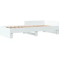 vidaXL Bettgestell Weiß 90x200 cm aus Holzwerkstoff - Einladendes Bettgestell für erholsamen Schlaf! Mit stabilem Lattenrost und seitlichen Schienen für Sicherheit. Perfekt für jedes Schlafzimmer und langlebig im Design.