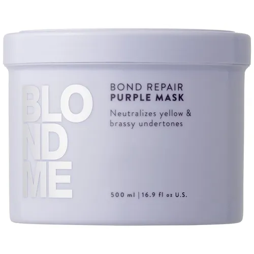 Schwarzkopf Blondme Purple Toning Mask 500 ml - Haarkuren mit Bond Repair Technologie, neutralisiert gelbe Untertöne und pflegt intensiv für strahlendes, gesundes Blond. Ideal zur Auffrischung und Reparatur der Haarstruktur.