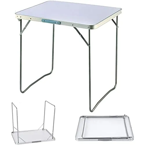 YouseaHome Platzsparender Klapptisch für Picknick, Party, Campingtisch, tragbar, für drinnen und draußen, Esstisch, Campingtisch, Mehrzweck, Grill, Größe entfaltet, 80 x 60 x 69 cm, Weiß