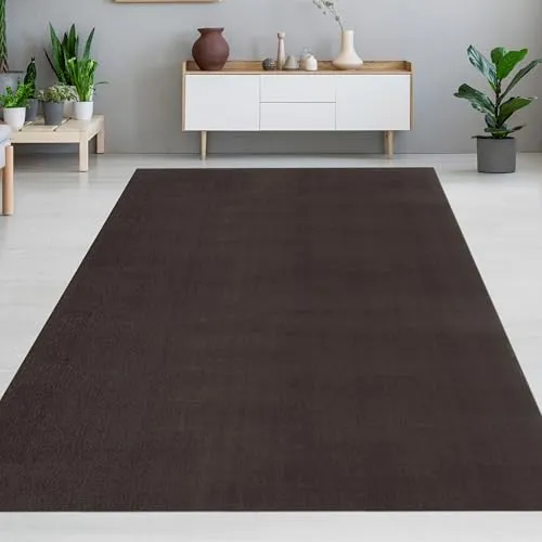 CARPETIA Kurzflor Teppich 80 x 150 cm – Pflegeleichter Teppich in Braun - Kuscheliger Kurzflorteppich in warmem Braun für einladende Wohnatmosphäre. Pflegeleicht waschbar bei 30 °C, ideal für Familien. Rutschfest und saugrobotergeeignet – perfekter Komfort für moderne und klassische Einrichtungsstile.