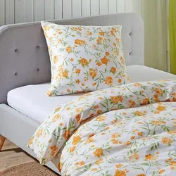 TRAUMSCHLAF Bettwäsche Nürnberg orange – 3-teiliges Mikrofaser-Set - Bettwäsche-Sets aus hochwertiger, atmungsaktiver Mikrofaser für ein kuscheliges Schlafgefühl. Pflegeleicht und langlebig, ideal für jeden Tag.