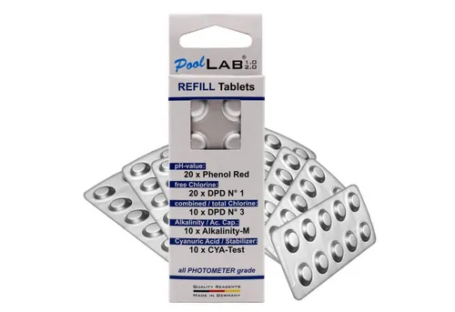 WATER-I.D. Pool-Wassertest Refillpack für PoolLab mit 70 Tabletten, 5 Messparameter, 70-tlg., nur für Photometer