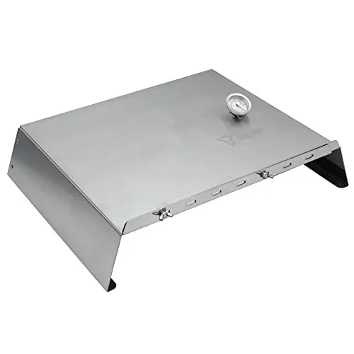 BBQ-Toro verstellbarer Edelstahl Pizzaaufsatz mit Thermometer - Haushaltsgroßgeräte | Verwandeln Sie Ihren Gasgrill in einen Pizzaofen – ideal für Pizza, Brot und Kuchen mit optimaler Wärmeverteilung dank hochwertigem Edelstahl und integriertem Thermometer.
