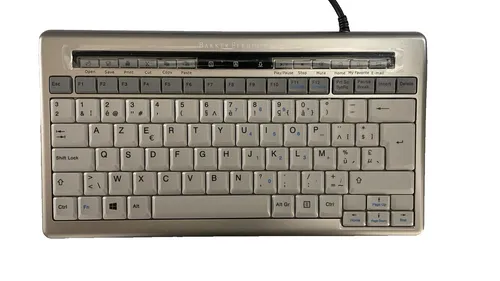 BakkerElkhuizen S-Board 840 Tastatur USB Kompakt Ergonomisch Grau  AZERTY BE